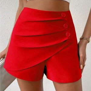 SHEIN Red Layered Button Shorts